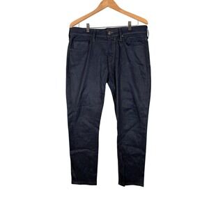 PAIGE Lennox Slim Fit Coated Jeans Mens 34 Dark Blue Coated Denim